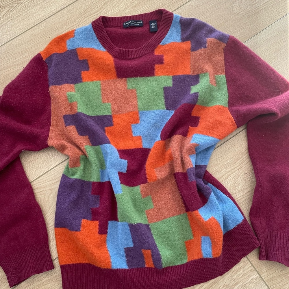 Cashmere Colorful Geometric Pattern Sweater